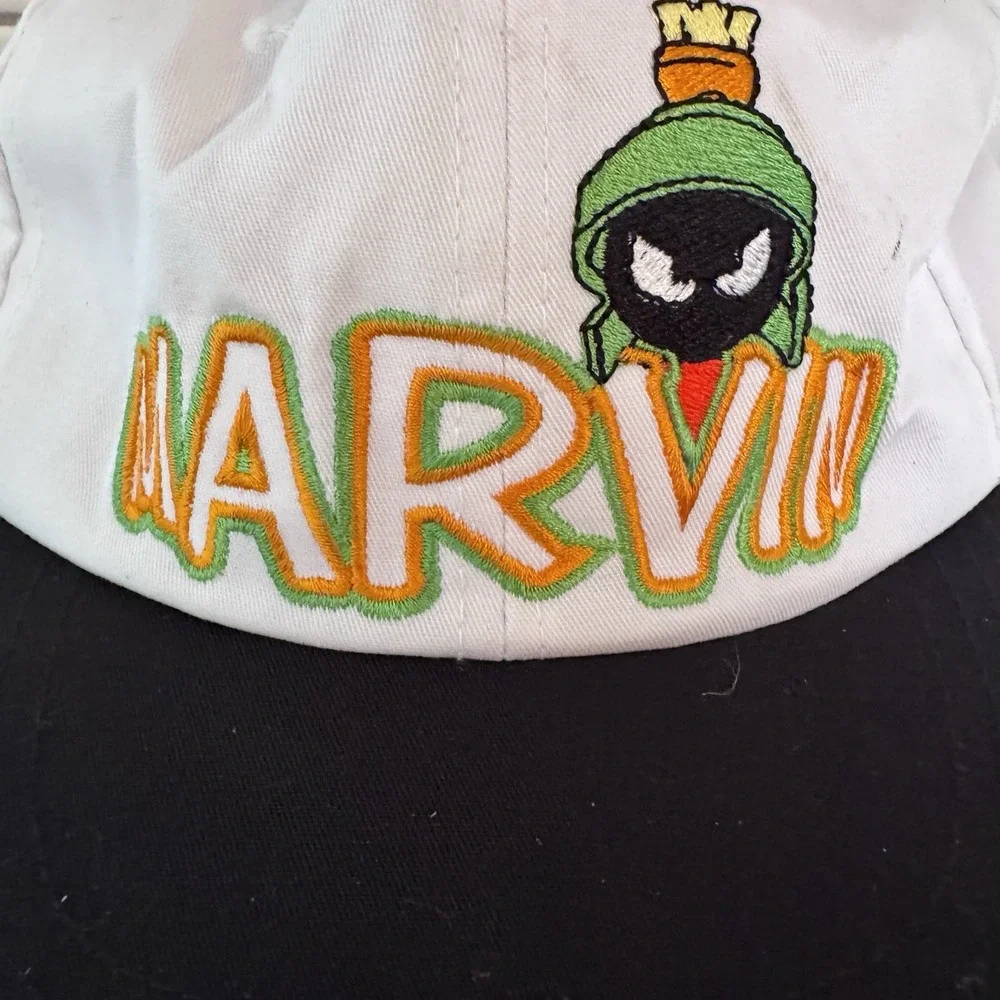 Vintage 90's Looney Tunes Marvin The Martian elastic band hat white/black adult - Picture 4 of 8